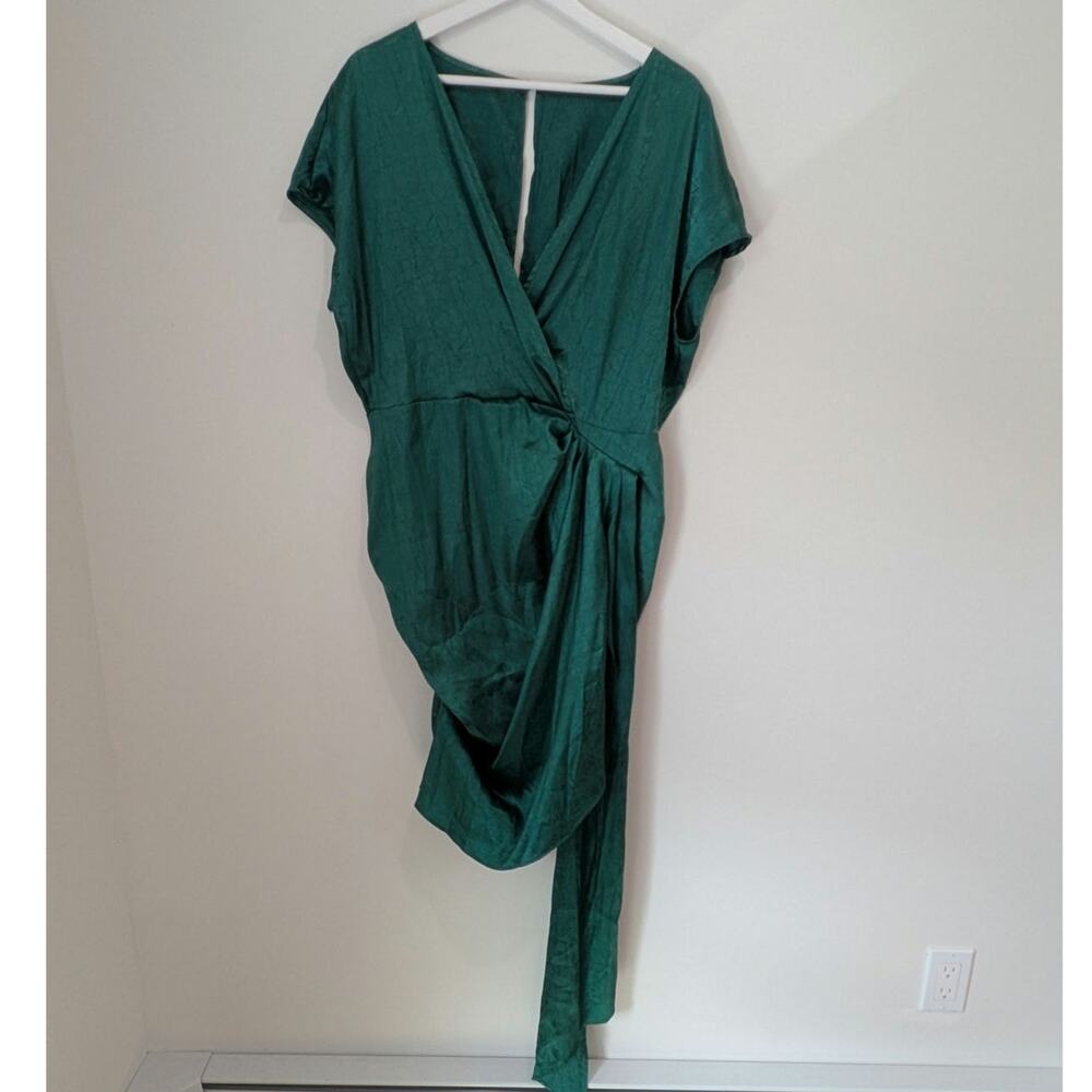 Emerald Green Ruched Wrap Dress (OXL) VintageInspired Old Hollywood Glam Elegant